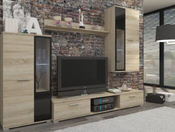 Dnevni regal CARMEN 2 je moderno oblikovan in elegantnega videza. Izdelan je v EU. Debelina iverala je 16 mm. Regal ima možnost z ali brez LED svetil. Barva: