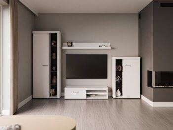Dnevni regal RUBA 2 je moderno oblikovan in elegantnega videza. Dnevni regal je izdelan v EU. Dimenzije regala so: 270 cm x 190 cm x 42,5 cm Barva: - bela /