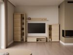 Dnevni regal RUBA 3 je moderno oblikovan in elegantnega videza. Dnevni regal je izdelan v EU. Narejen je iz kakovostne laminirane plošče v sonoma barvi