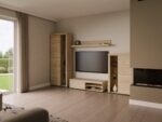 Dnevni regal RUBA 3 je moderno oblikovan in elegantnega videza. Dnevni regal je izdelan v EU. Narejen je iz kakovostne laminirane plošče v sonoma barvi