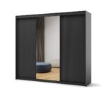 Garderobna omara TERA BLACK 250 z led osvetlitvijo je zasnovana za optimalno organizacijo shranjenih predmetov. Zaradi svojih dimenzij omara ponuja prostorno