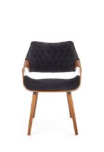 Jedilni stol K396 je dobavljiv v barvi oreha in v črni tkanini. Noge stola so iz masivnega lesa. Dimenzija: - Š:56/G:55/V:77 cm, Material: - blago - črno -