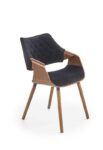 Jedilni stol K396 je dobavljiv v barvi oreha in v črni tkanini. Noge stola so iz masivnega lesa. Dimenzija: - Š:56/G:55/V:77 cm, Material: - blago - črno -
