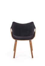 Jedilni stol K396 je dobavljiv v barvi oreha in v črni tkanini. Noge stola so iz masivnega lesa. Dimenzija: - Š:56/G:55/V:77 cm, Material: - blago - črno -