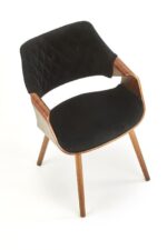 Jedilni stol K396 je dobavljiv v barvi oreha in v črni tkanini. Noge stola so iz masivnega lesa. Dimenzija: - Š:56/G:55/V:77 cm, Material: - blago - črno -