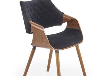 Jedilni stol K396 je dobavljiv v barvi oreha in v črni tkanini. Noge stola so iz masivnega lesa. Dimenzija: - Š:56/G:55/V:77 cm, Material: - blago - črno -