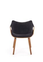 Jedilni stol K396 je dobavljiv v barvi oreha in v črni tkanini. Noge stola so iz masivnega lesa. Dimenzija: - Š:56/G:55/V:77 cm, Material: - blago - črno -