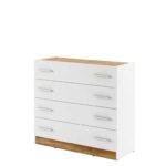 Komoda DANI je primerna za vsako spalnico. Ima moderen dizajn in elegantne linije. Vsebuje 4 predale. Material: - Laminirana plo&scaron;ča - ABS robovi