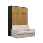 Komplet postelja v omari + kavč ROBIDA 140 x 200 črna / hrast - slika 11