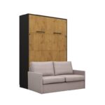 Komplet postelja v omari + kavč ROBIDA 140 x 200 črna / hrast - slika 7