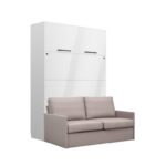 Komplet postelja v omari + kavč ROBIDA 160 x 200 bela visoki sijaj - slika 8
