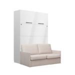 Komplet postelja v omari + kavč ROBIDA 160 x 200 bela visoki sijaj - slika 10