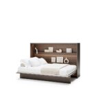 Komplet vodoravne postelje v omari 120 x 200 temen hrast + LED lučka z USB + regal - slika 7