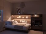 Komplet vodoravne postelje v omari 120 x 200 temen hrast + LED lučka z USB + regal - slika 8