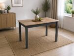Kuhinjska garnitura KIVI 2 je sestavljena iz štirih kakovostnih lesenih stolov, narejenih iz bukovega lesa in jedilne mize dimenzije 60 x 110 cm v barvi