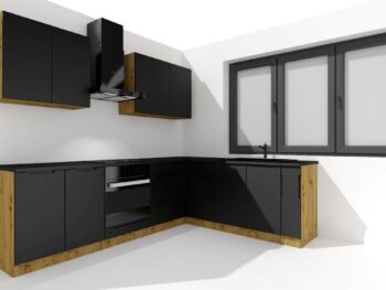 Kuhinjski blok BLAKY 200 x 260 je dobavljiv v črni barvi. Korpusi so narejeni iz laminirane plošče debeline 16 mm. Laminirane plošče so najpogosteje