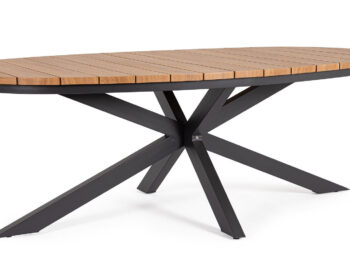 Miza ZELMAR 218X115 antracit, sodobna zunanja miza z elegantnim aluminijastim okvirjem. Prašno barvan auliminij zagotavlja dolgo življenjsko dobo. Medtem, ko