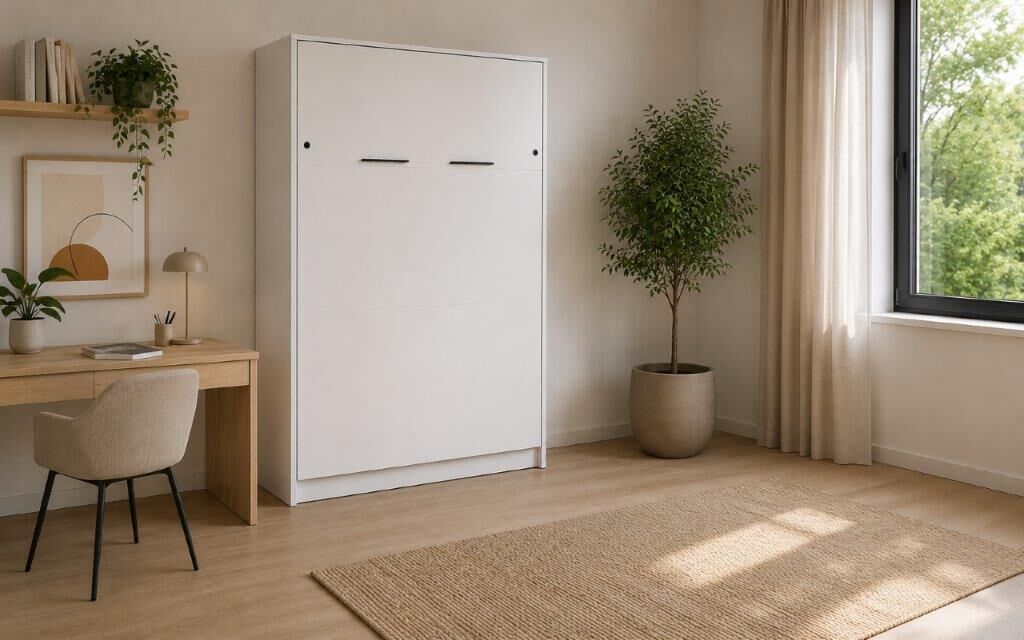 Stenska vertikalna postelja v omari KLASIKA 140x200 vam omogoča, da kateri koli prostor spremenite v popolno uporabno in estetsko privlačno spalnico. Je