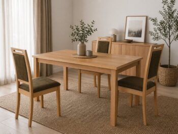 Raztegljiva jedilna miza RIMINI je elegantna in funkcionalna. Narejena je iz kakovostne laminirane plošče. Zaradi svoje oblike in visokokakovostnih