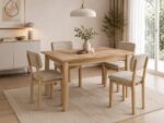 Raztegljiva jedilna miza RIMINI sonoma je elegantna in funkcionalna. Narejena je iz kakovostne laminirane plošče. Zaradi svoje oblike in visokokakovostnih