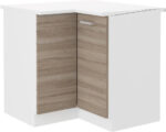 Spodnji kotni kuhinjski element META 89 x 89 je narejen iz kvalitetne laminirane plošče. Dobavljiv je v sonoma / beli barvi. Korpusi so iz laminirane