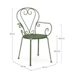Vrtni stol ETIENNE temno zelena - eksponat v salonu, je narejen iz jekla in ima mat zaključek. Material: - Jeklo Barve: - Zelena Dimenzije: širina: 49 cm