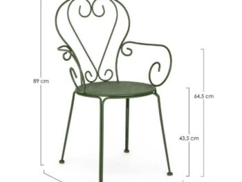 Vrtni stol ETIENNE temno zelena - eksponat v salonu, je narejen iz jekla in ima mat zaključek. Material: - Jeklo Barve: - Zelena Dimenzije: širina: 49 cm