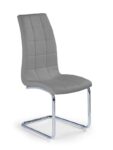 Jedilni stol K147 je dobavljiv v sivem umetnem usnju s kovinskimi inox nogami. Dimenzija: - Š:42/G:55/V:101 cm, Material: - kovinsko podnožje - INOX - sivo