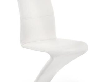 Jedilni stol K188 je dobavljiv v belem umetnem usnju s kovinskimi inox nogami. Dimenzija: - Š:45/G:63/V:101 cm, Material: - kovinsko podnožje - INOX - belo
