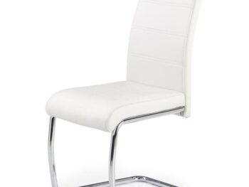 Jedilni stol K211 je dobavljiv v belem umetnem usnju s kovinskimi inox nogami. Dimenzija: - Š:42/G:60/V:97 cm, Material: - kovinsko podnožje - INOX - belo