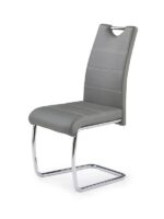 Jedilni stol K211 je dobavljiv v sivem umetnem usnju s kovinskimi inox nogami. Dimenzija: - Š:42/G:60/V:97 cm, Material: - kovinsko podnožje - INOX - sivo