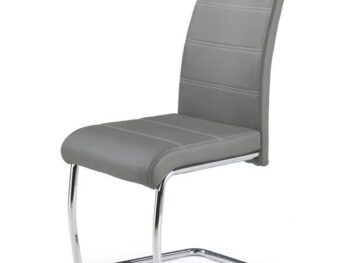 Jedilni stol K211 je dobavljiv v sivem umetnem usnju s kovinskimi inox nogami. Dimenzija: - Š:42/G:60/V:97 cm, Material: - kovinsko podnožje - INOX - sivo