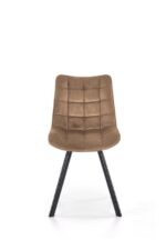 Jedilni stol K332 je dobavljiv v bež barvi. Noge stola so iz kovine prašno barvane. Dimenzija: - Š:46/G:61/V:84 cm, Material: - velvet tkanina BLUVEL 28 -