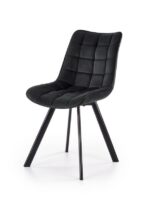 Jedilni stol K332 je dobavljiv v črni barvi. Noge stola so iz kovine prašno barvane. Dimenzija: - Š:46/G:61/V:84 cm, Material: - velvet tkanina BLUVEL 19 -
