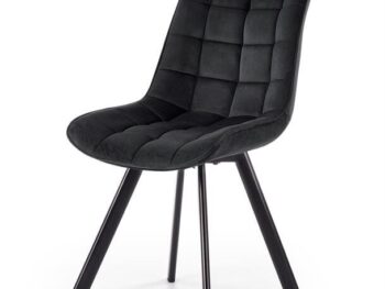 Jedilni stol K332 je dobavljiv v črni barvi. Noge stola so iz kovine prašno barvane. Dimenzija: - Š:46/G:61/V:84 cm, Material: - velvet tkanina BLUVEL 19 -