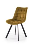 Jedilni stol K332 je dobavljiv v gorčični barvi. Noge stola so iz kovine prašno barvane. Dimenzija: - Š:46/G:61/V:84 cm, Material: - velvet tkanina BLUVEL
