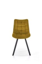 Jedilni stol K332 je dobavljiv v gorčični barvi. Noge stola so iz kovine prašno barvane. Dimenzija: - Š:46/G:61/V:84 cm, Material: - velvet tkanina BLUVEL