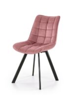 Jedilni stol K332 je dobavljiv v roza barvi. Noge stola so iz kovine prašno barvane. Dimenzija: - Š:46/G:61/V:84 cm, Material: - velvet tkanina BLUVEL 52 -