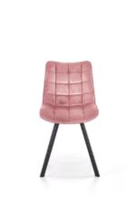 Jedilni stol K332 je dobavljiv v roza barvi. Noge stola so iz kovine prašno barvane. Dimenzija: - Š:46/G:61/V:84 cm, Material: - velvet tkanina BLUVEL 52 -