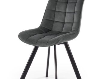 Jedilni stol K332 je dobavljiv v sivi barvi. Noge stola so iz kovine prašno barvane. Dimenzija: - Š:46/G:61/V:84 cm, Material: - velvet tkanina BLUVEL 14 -