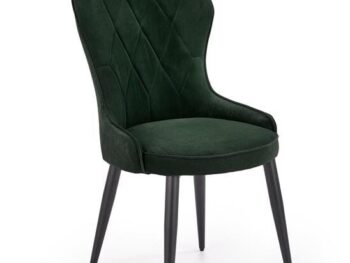 Jedilni stol K366 je dobavljiv v zeleni barvi. Noge stola so iz kovine prašno barvane. Dimenzija: - Š:52/G:58/V:92 cm, Material: - tkanina velvet BLUVEL 78 -