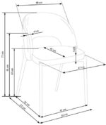 Jedilni stol K373 je dobavljiv v sivi barvi. Noge stola so iz kovine prašno barvane. Dimenzija: - Š:51/G:57/V:77 cm, Material: - tkanina - kovina