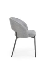 Jedilni stol K373 je dobavljiv v sivi barvi. Noge stola so iz kovine prašno barvane. Dimenzija: - Š:51/G:57/V:77 cm, Material: - tkanina - kovina