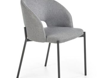 Jedilni stol K373 je dobavljiv v sivi barvi. Noge stola so iz kovine prašno barvane. Dimenzija: - Š:51/G:57/V:77 cm, Material: - tkanina - kovina