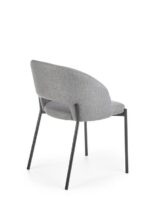 Jedilni stol K373 je dobavljiv v sivi barvi. Noge stola so iz kovine prašno barvane. Dimenzija: - Š:51/G:57/V:77 cm, Material: - tkanina - kovina