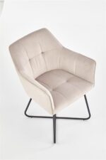 Jedilni stol K373 je dobavljiv v bež barvi. Noge stola so iz kovine prašno barvane. Dimenzija: - Š:60/G:62/V:81 cm, Material: - tkanina - kovina