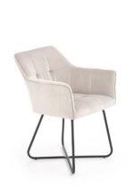 Jedilni stol K373 je dobavljiv v bež barvi. Noge stola so iz kovine prašno barvane. Dimenzija: - Š:60/G:62/V:81 cm, Material: - tkanina - kovina