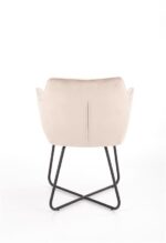 Jedilni stol K373 je dobavljiv v bež barvi. Noge stola so iz kovine prašno barvane. Dimenzija: - Š:60/G:62/V:81 cm, Material: - tkanina - kovina