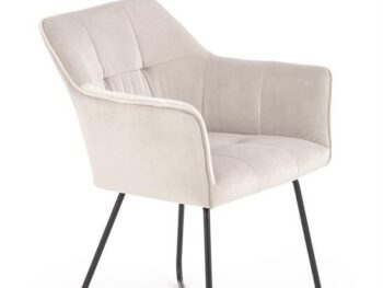 Jedilni stol K373 je dobavljiv v bež barvi. Noge stola so iz kovine prašno barvane. Dimenzija: - Š:60/G:62/V:81 cm, Material: - tkanina - kovina