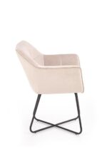 Jedilni stol K373 je dobavljiv v bež barvi. Noge stola so iz kovine prašno barvane. Dimenzija: - Š:60/G:62/V:81 cm, Material: - tkanina - kovina